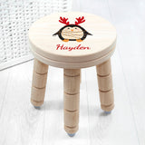 Personalised Christmas Penguin Wooden Stool: 2 Wooden Stools By Gift Moments