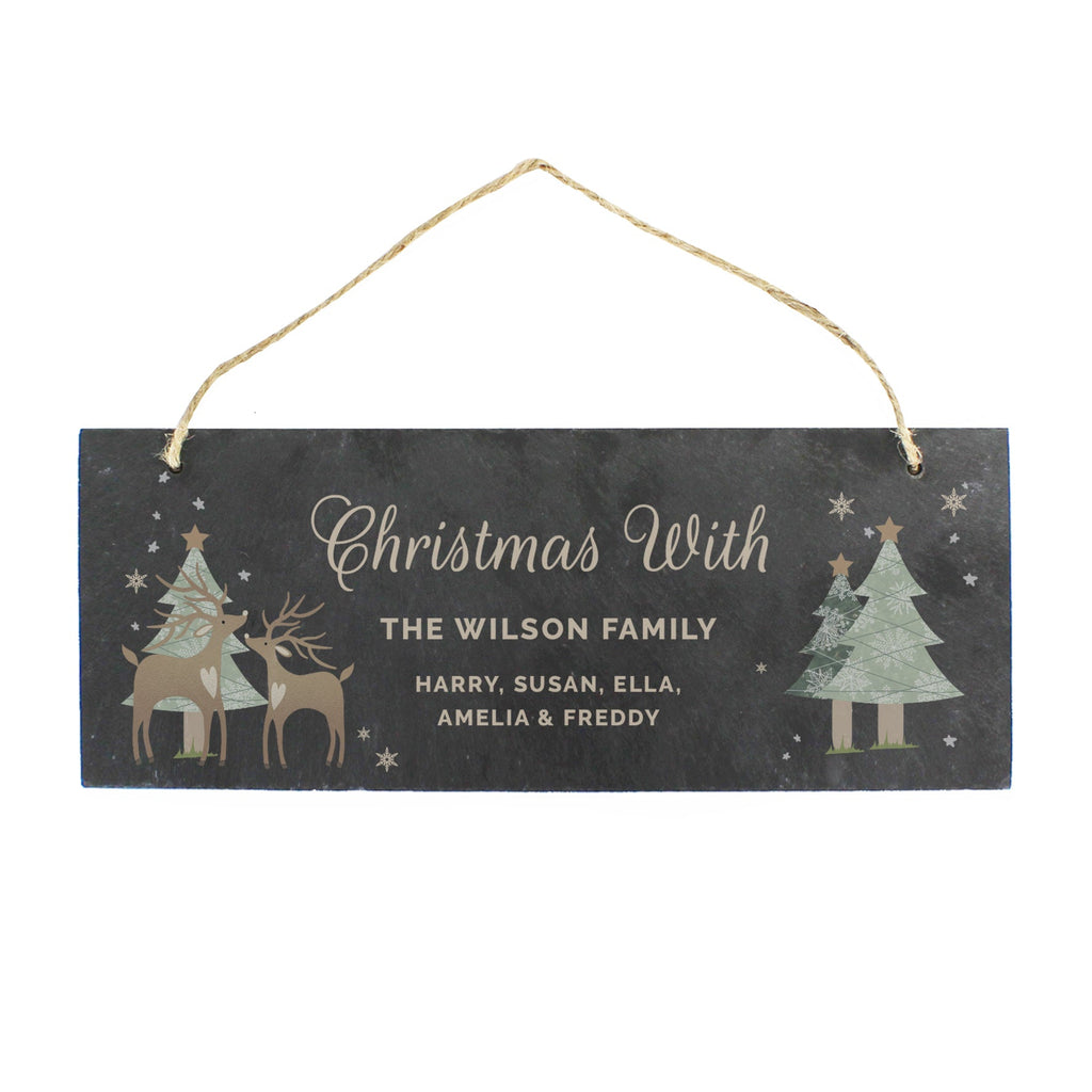 Personalised Christmas Reindeer Hanging Slate Plaque - Shop Signs & Plaques At Gift Moments - 5