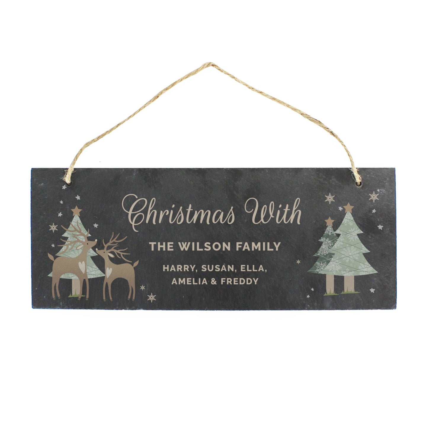 Personalised Christmas Reindeer Hanging Slate Plaque: 5 - Signs & Plaques By Gift Moments