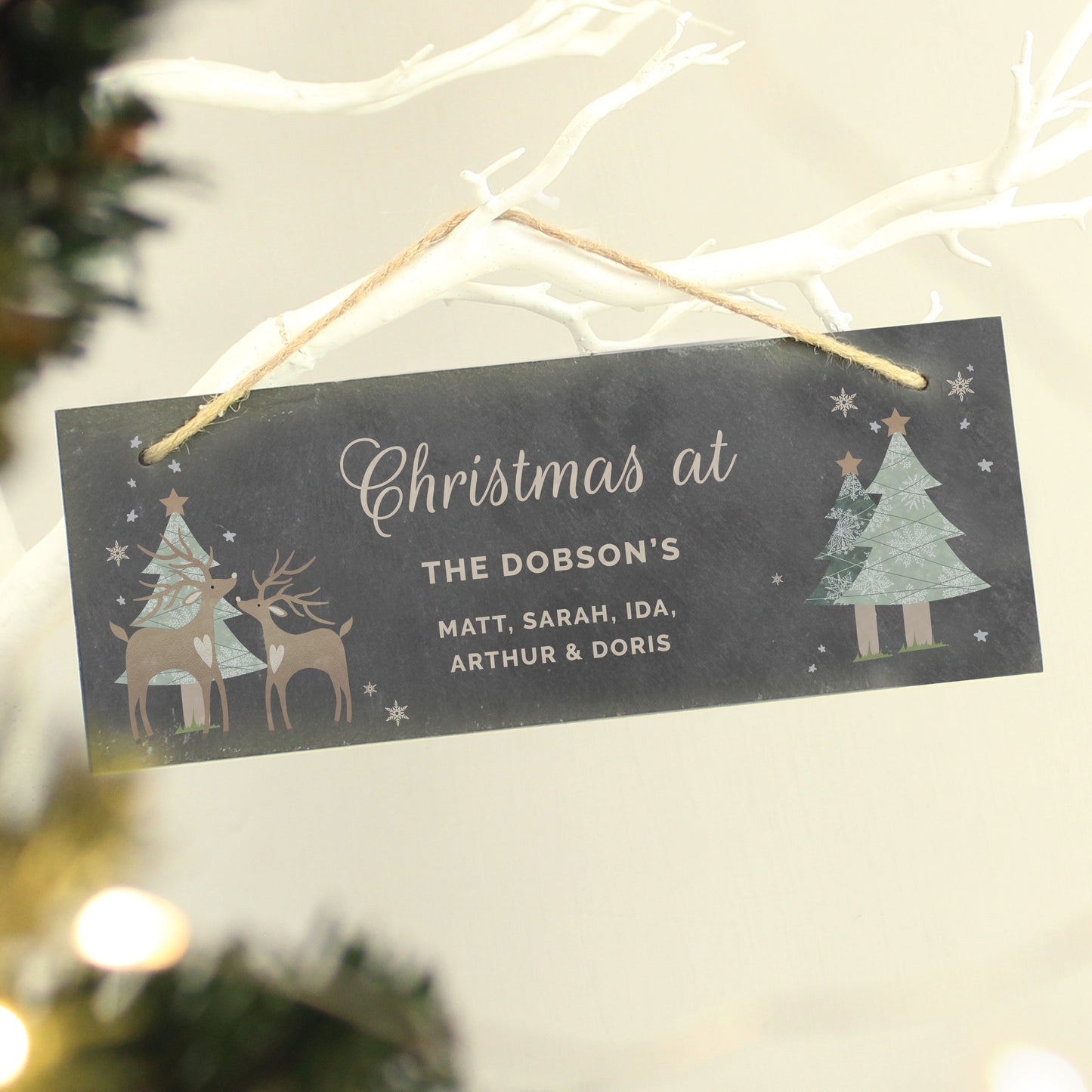 Personalised Christmas Reindeer Hanging Slate Plaque: 3 - Signs & Plaques By Gift Moments