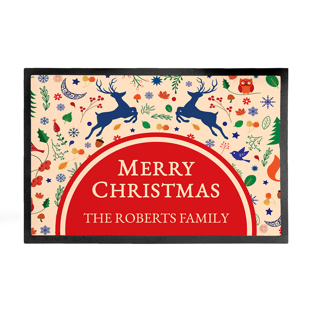 Personalised Christmas Reindeer Indoor Doormat: 3 - Doormats By Gift Moments