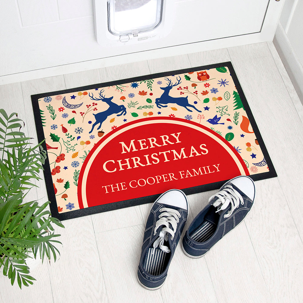 Personalised Christmas Reindeer Indoor Doormat: 1 - Doormats By Gift Moments