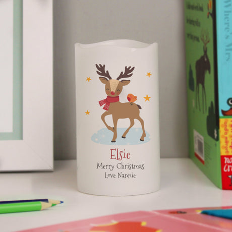 Personalised Christmas Reindeer LED Candle: 2 - LED Lighting By Gift Moments