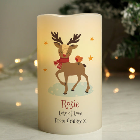 Personalised Christmas Reindeer LED Candle: 3 - LED Lighting By Gift Moments