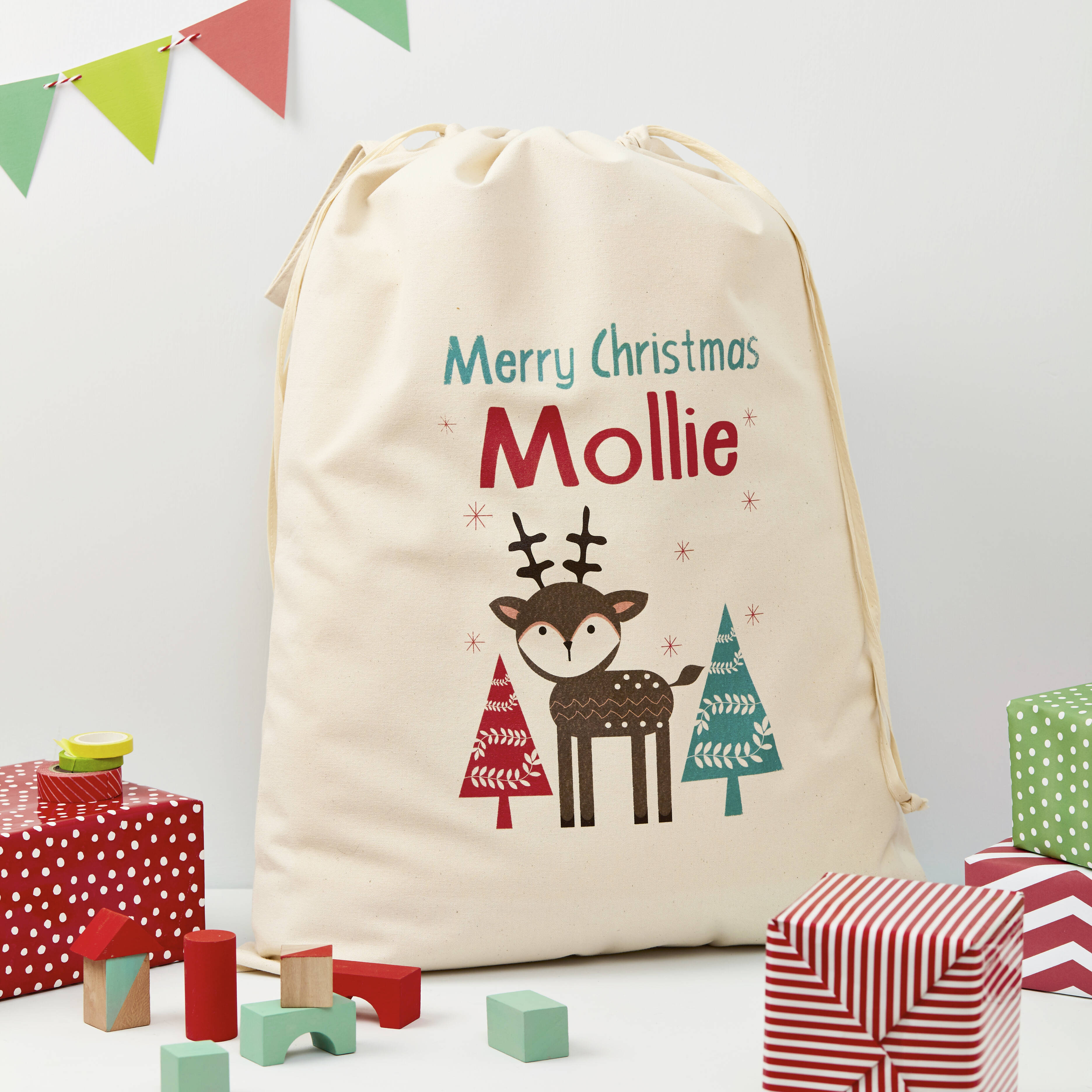 Personalised Christmas Reindeer Sack - Shop Christmas Sacks At Gift Moments - 1