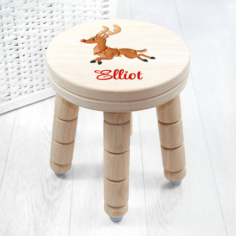 Personalised Christmas Reindeer Wooden Stool: 3 Wooden Stools By Gift Moments