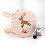 Personalised Christmas Reindeer Wooden Stool: 1 Boy Wooden Stools By Gift Moments