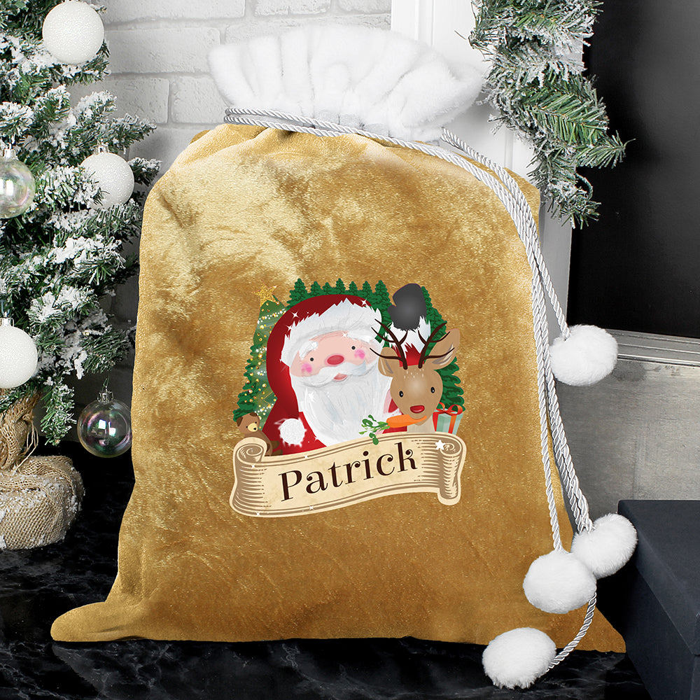 Personalised Christmas Santa Gold Sack: 2 - Christmas Sacks By Gift Moments