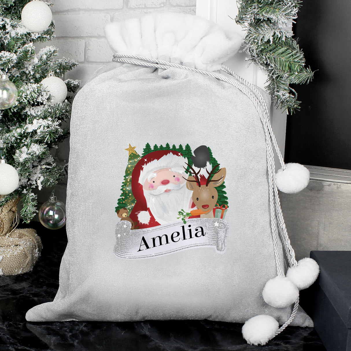 Personalised Christmas Santa Grey Sack: 1 - Christmas Sacks By Gift Moments