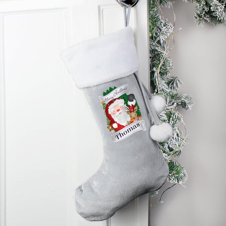 Personalised Christmas Santa Grey Stocking: 3 - Christmas Stockings By Gift Moments