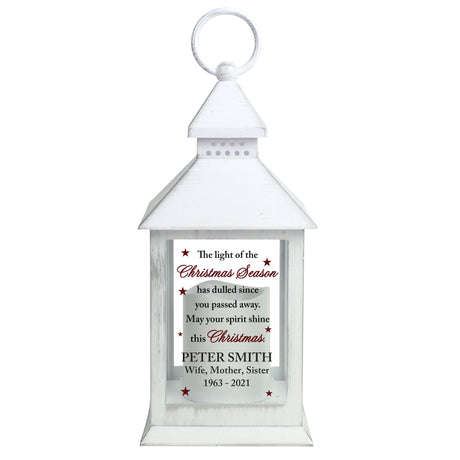 Personalised Christmas Season Memorial White Lantern: 5 - LED Lighting By Gift Moments