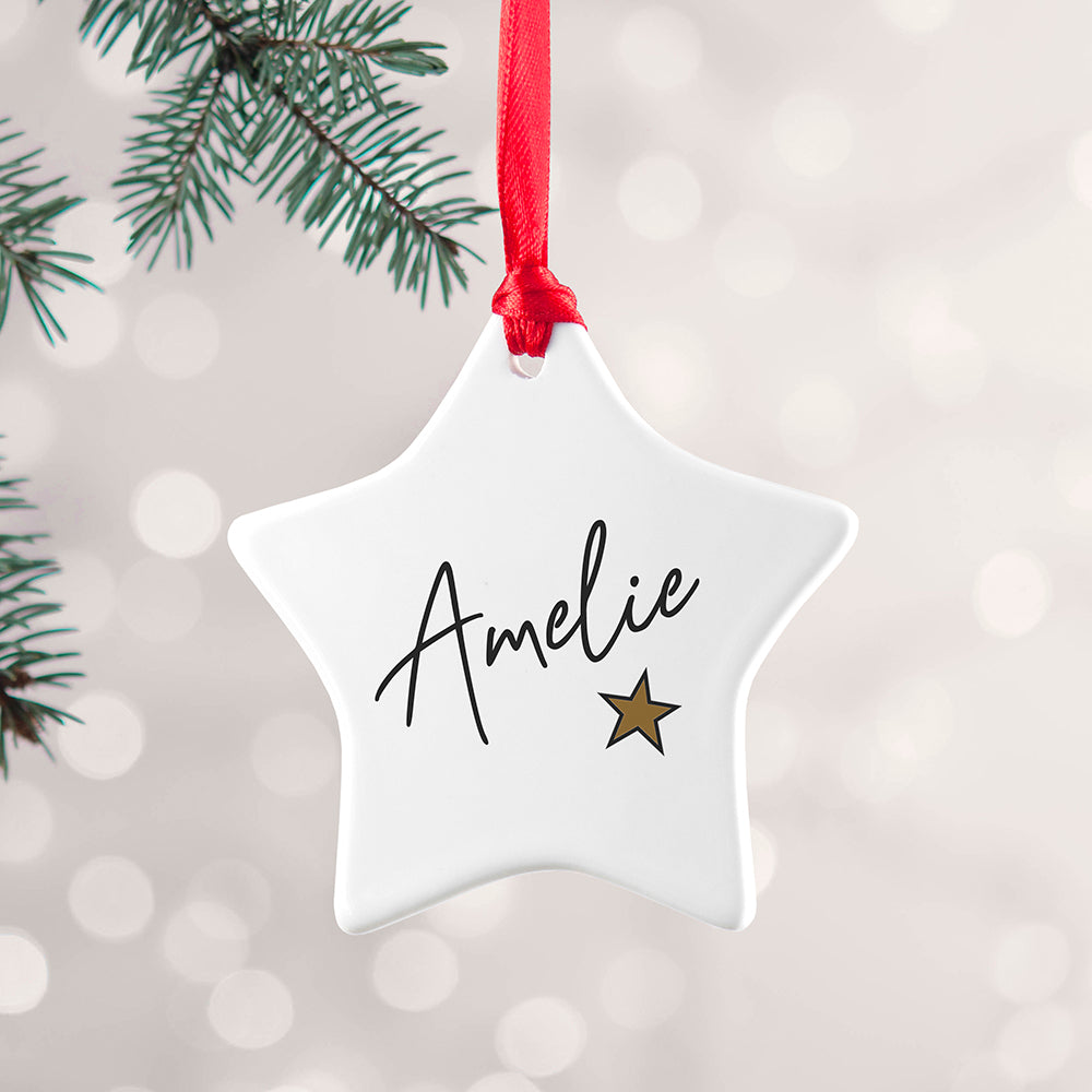 Personalised Christmas Star Decoration: 2 - Christmas Decorations By Gift Moments