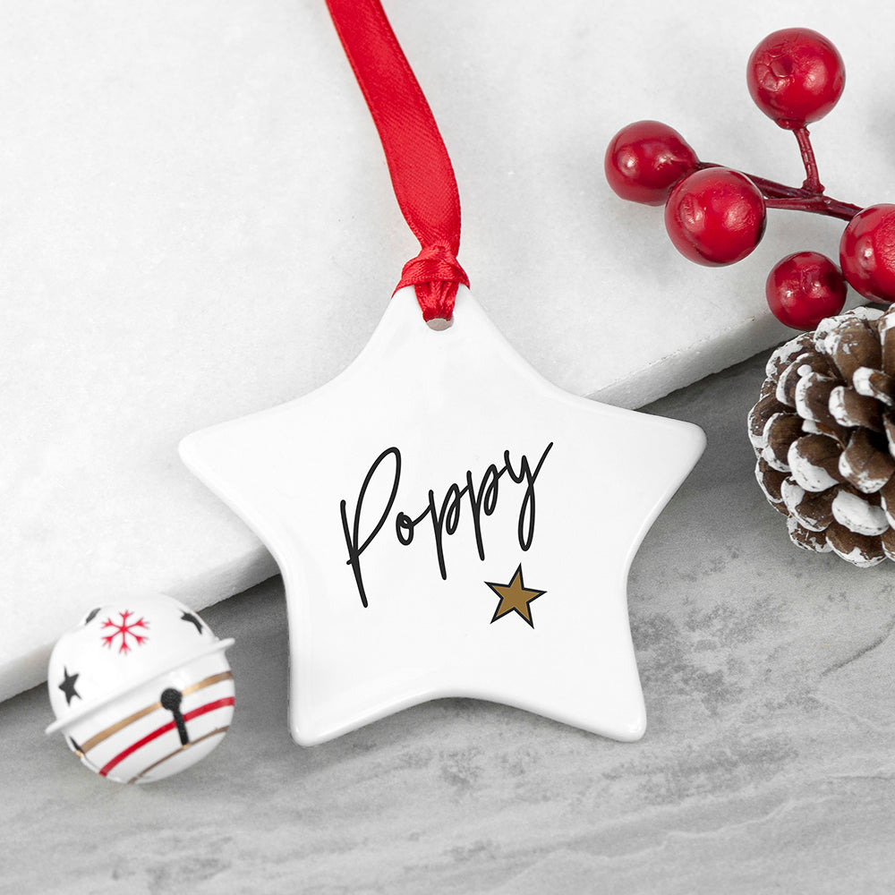 Personalised Christmas Star Decoration: 5 - Christmas Decorations By Gift Moments