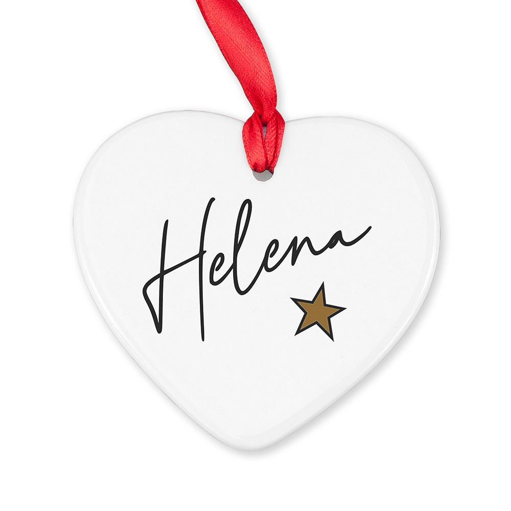 Personalised Christmas Star Heart Decoration: 6 - Christmas Decorations By Gift Moments