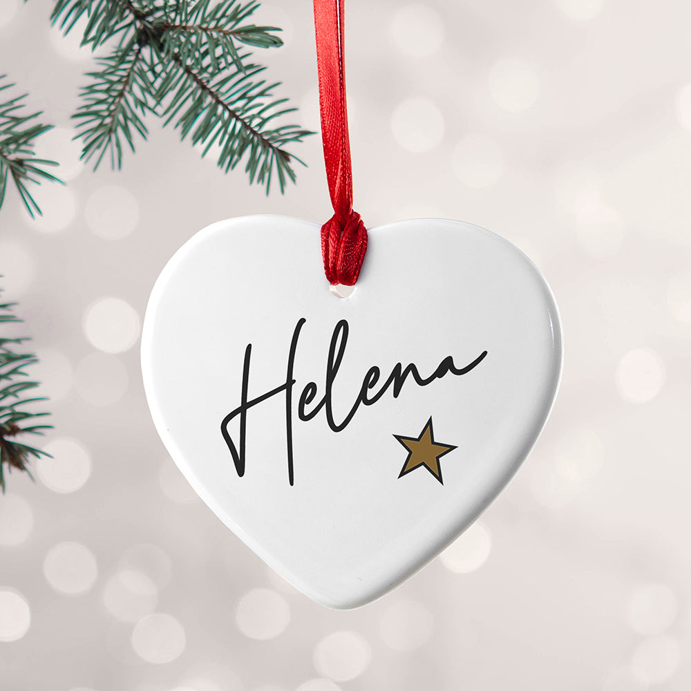 Personalised Christmas Star Heart Decoration: 3 - Christmas Decorations By Gift Moments