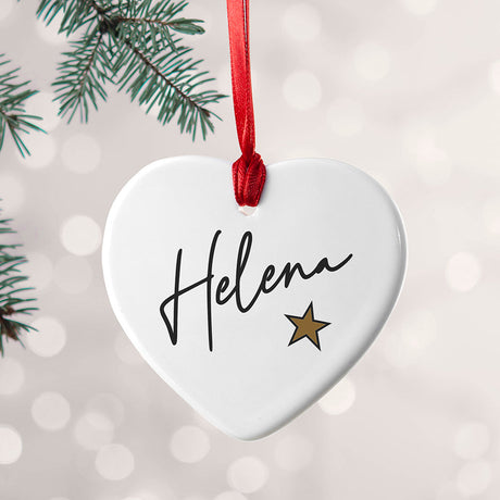 Personalised Christmas Star Heart Decoration: 3 - Christmas Decorations By Gift Moments