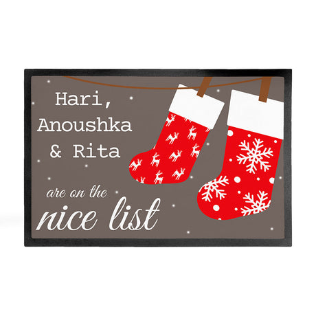Personalised Festive Stockings Indoor Doormat: 3 - Doormats By Gift Moments