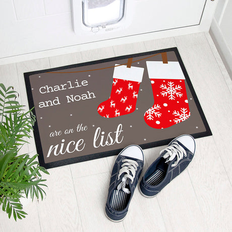 Personalised Festive Stockings Indoor Doormat: 1 - Doormats By Gift Moments