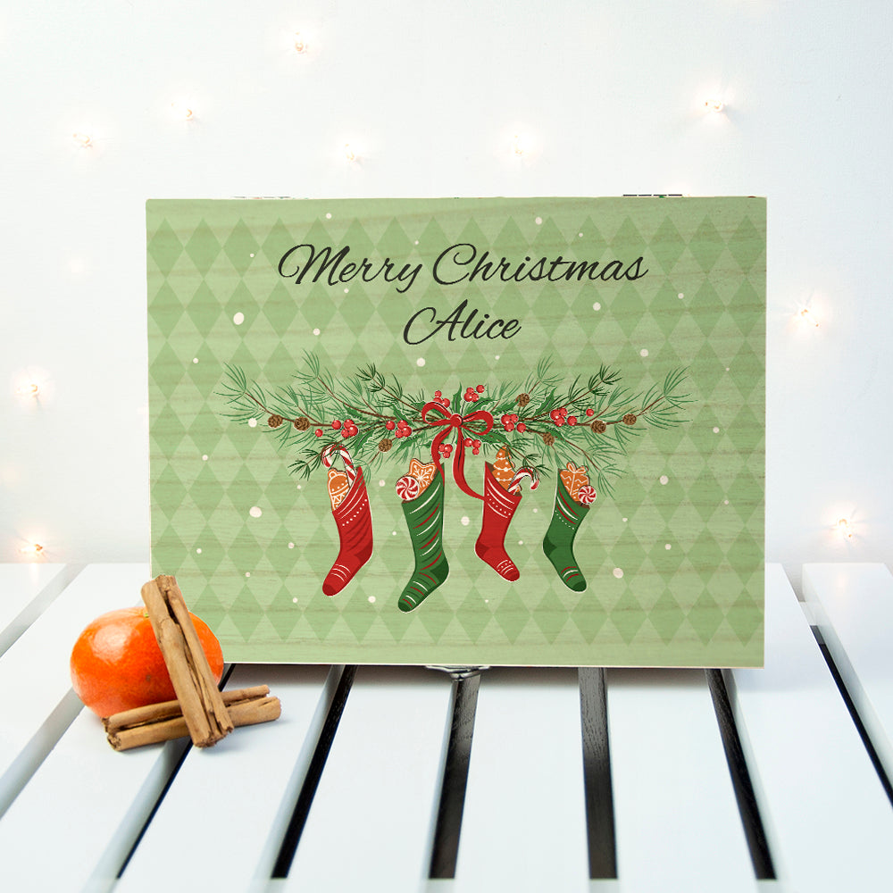 Personalised Christmas Stockings Tea Box Selection: 2 Tea Boxes By Gift Moments