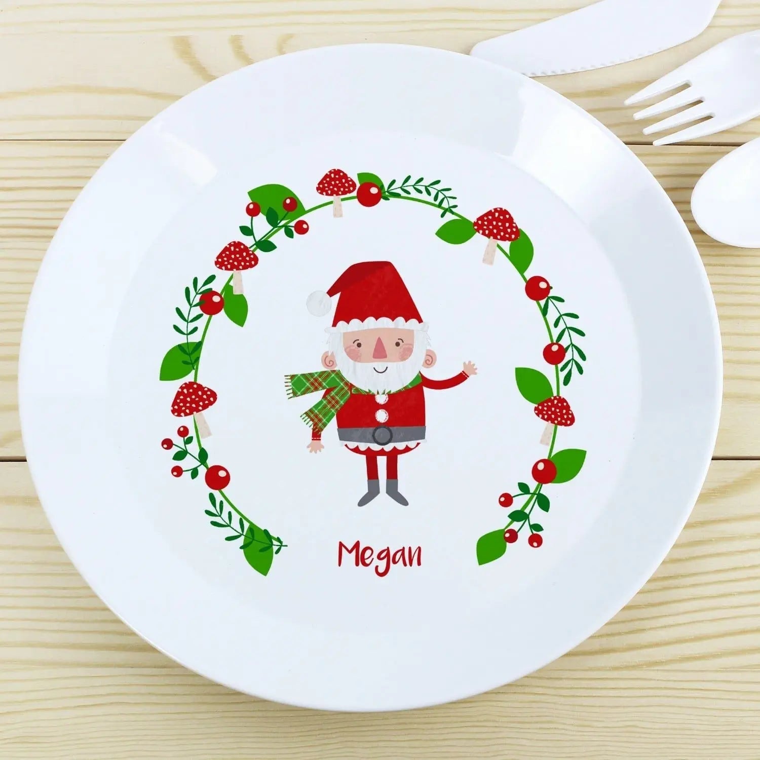 Personalised Christmas Toadstool Santa Plastic Plate - Shop Tableware At Gift Moments - 2