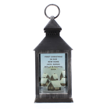 Personalised Christmas Town Black Lantern: 5 - LED Lighting By Gift Moments