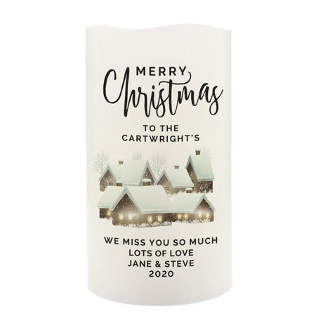 Personalised Christmas Town LED Candle: 3 - LED Lighting By Gift Moments