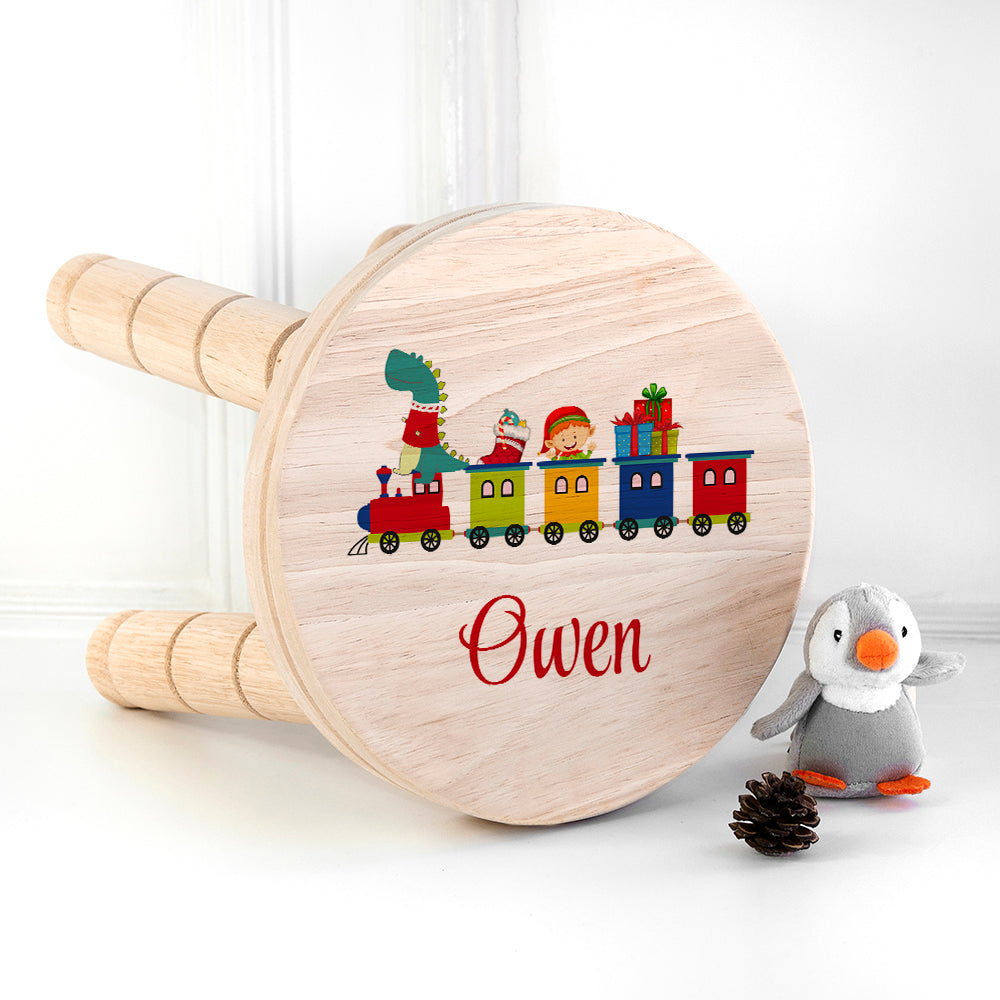 Personalised Christmas Train Wooden Stool: 1 Wooden Stools By Gift Moments