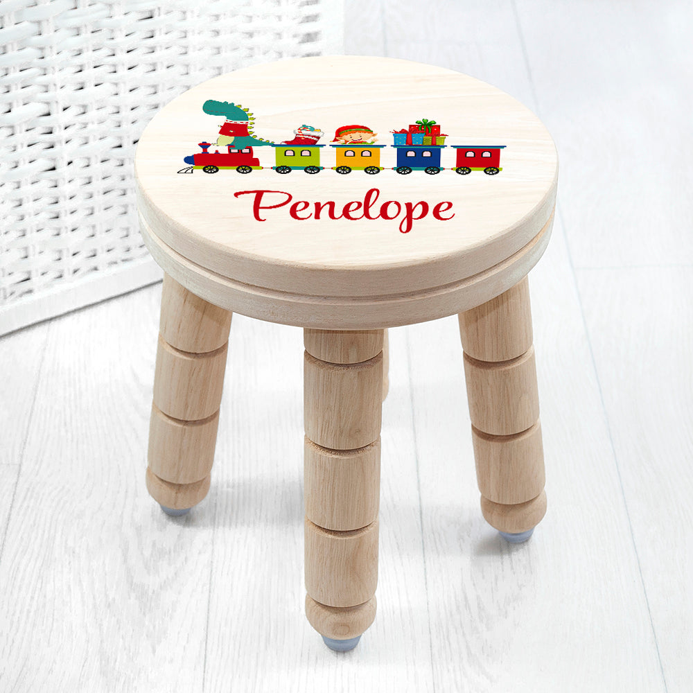 Personalised Christmas Train Wooden Stool: 2 Wooden Stools By Gift Moments