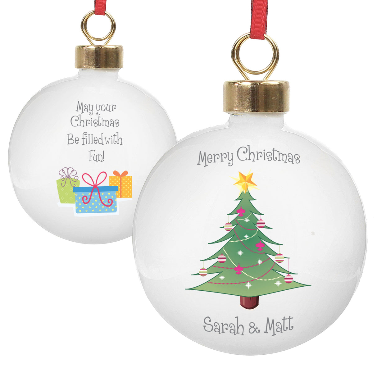 Personalised Christmas Tree Bauble: 4 - Christmas Baubles By Gift Moments
