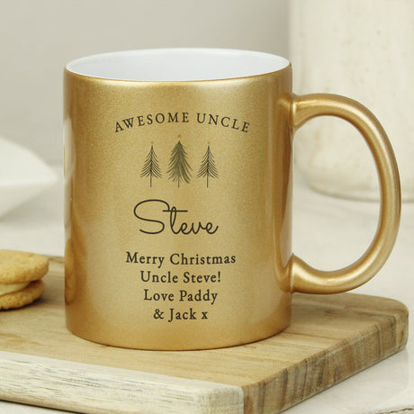 Personalised Christmas Tree Gold Glitter Mug: 6 - Mugs By Gift Moments