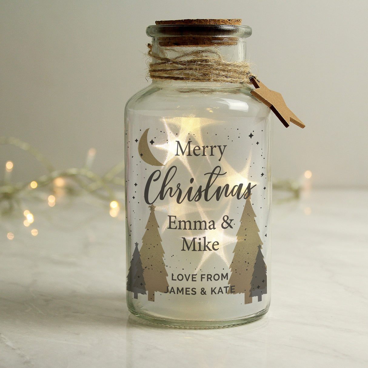 Personalised Christmas Tree LED Glass Jar: 3 - LED Lighting By Gift Moments