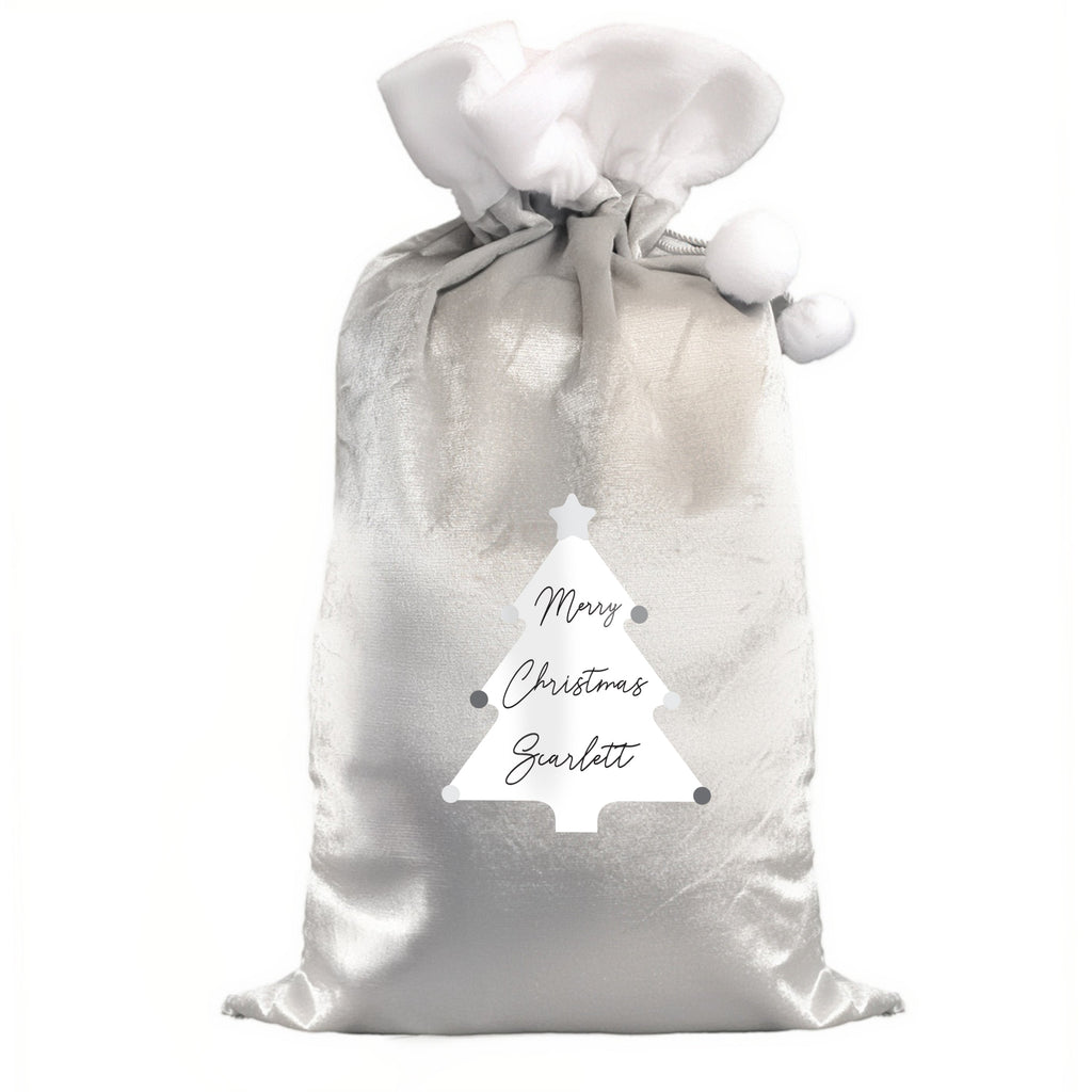 Personalised Christmas Tree Luxury Silver Grey Pom Pom Sack - Shop Christmas Sacks At Gift Moments - 5