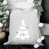 Personalised Christmas Tree Luxury Silver Grey Pom Pom Sack: 2 - Christmas Sacks By Gift Moments