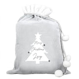 Personalised Christmas Tree Luxury Silver Grey Pom Pom Sack: 3 - Christmas Sacks By Gift Moments