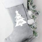 Personalised Christmas Tree Luxury Silver Grey Stocking - Shop Christmas Stockings At Gift Moments - 1