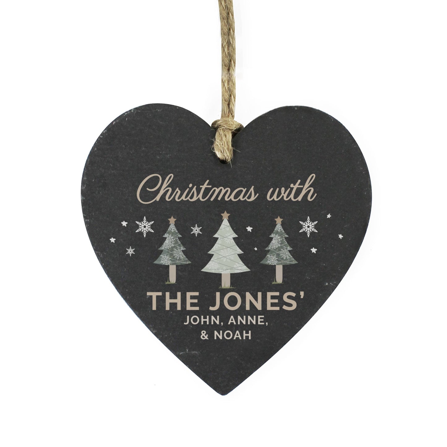 Personalised Christmas Tree Slate Heart Ornament: 5 - Christmas Decorations By Gift Moments