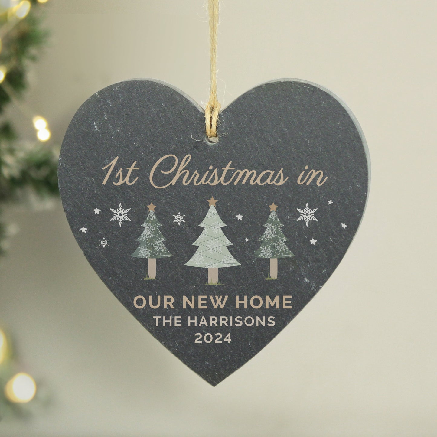 Personalised Christmas Tree Slate Heart Ornament: 4 - Christmas Decorations By Gift Moments