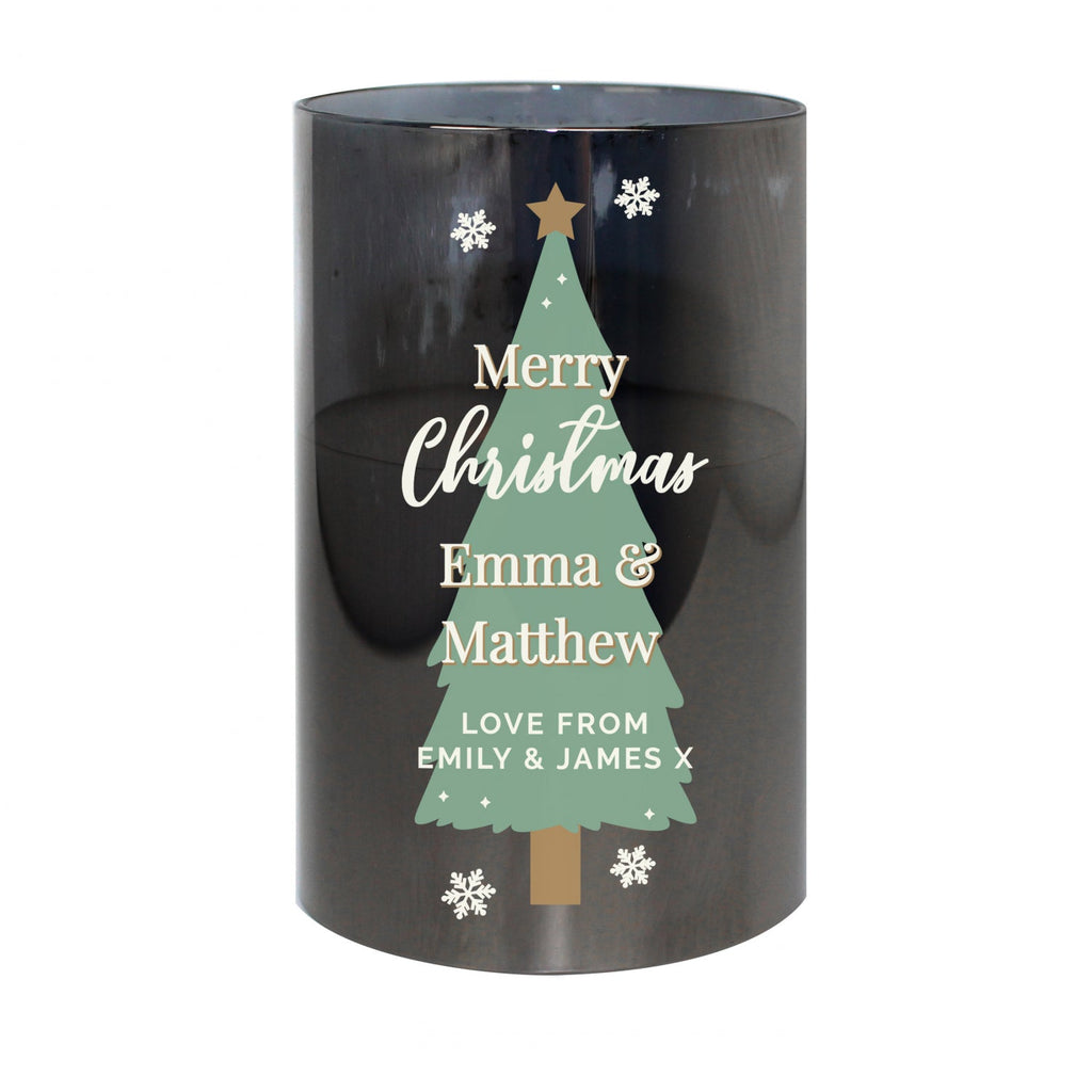 Personalised Christmas Tree Smoked Glass LED Candle - Shop LED Lighting At Gift Moments - 4