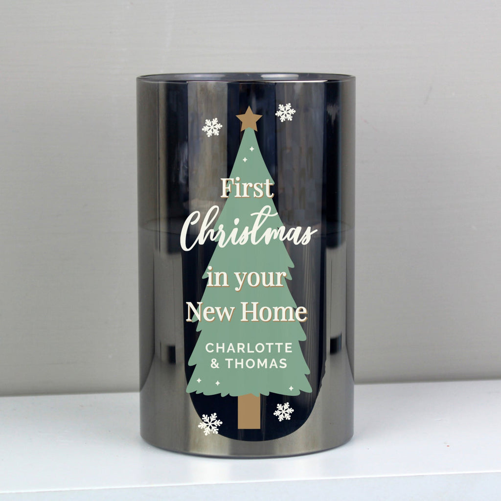 Personalised Christmas Tree Smoked Glass LED Candle - Shop LED Lighting At Gift Moments - 2