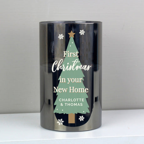 Personalised Christmas Tree Smoked Glass LED Candle: 2 - LED Lighting By Gift Moments
