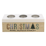 Personalised Christmas Tree Triple Tea Light Box: 4 - Candle Holders By Gift Moments
