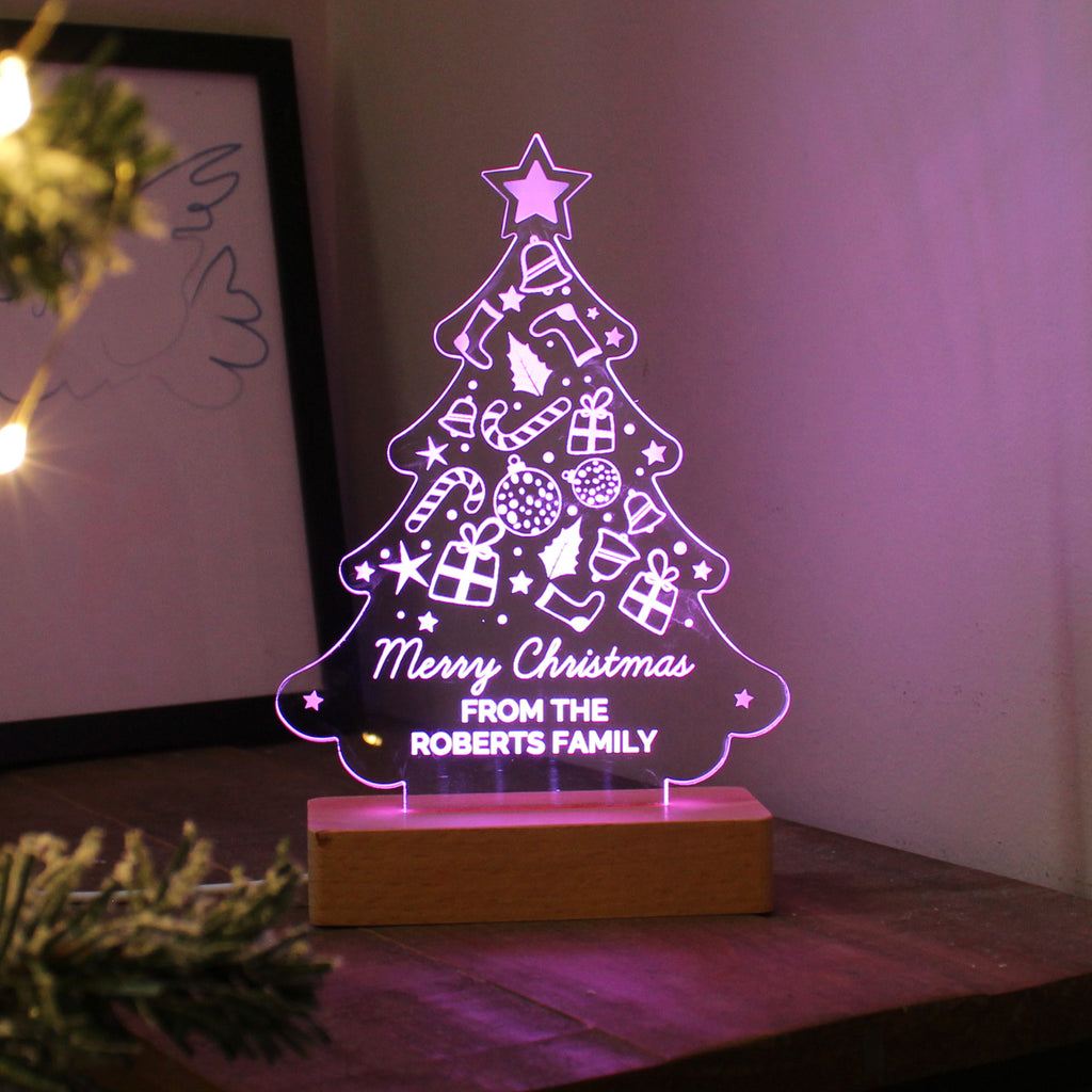 Personalised Christmas Tree Wooden Based LED Light - Shop LED Lighting At Gift Moments - 5