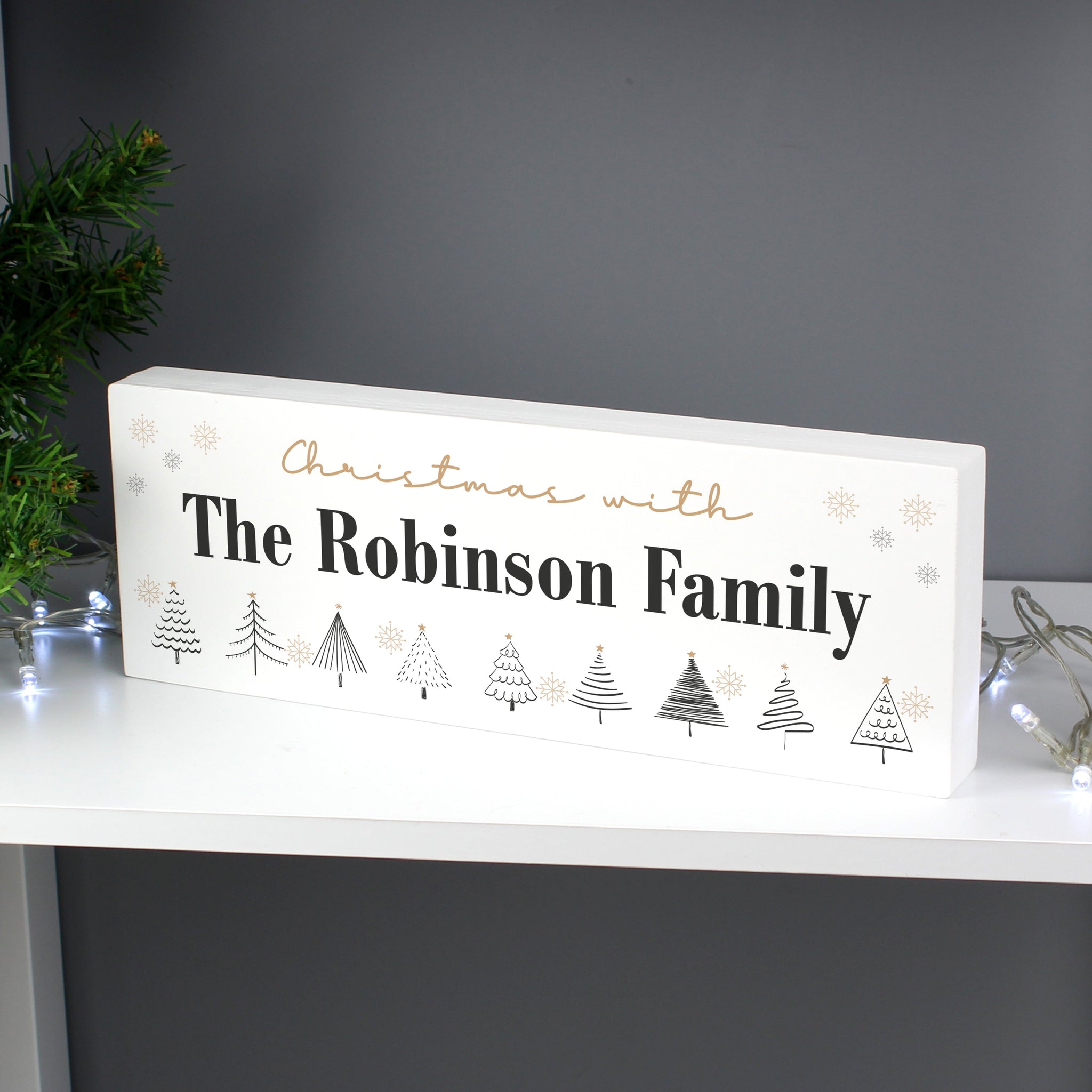 Personalised Christmas Tree Wooden Mantel Ornament: 1 - Christmas Decorations By Gift Moments