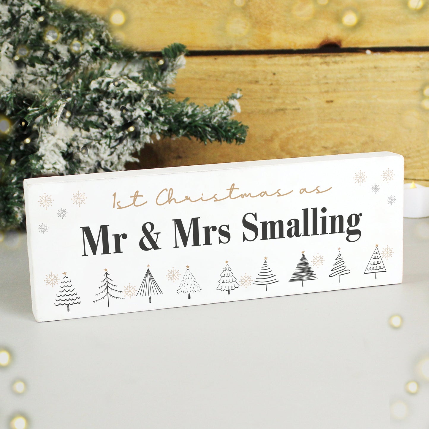 Personalised Christmas Tree Wooden Mantel Ornament: 4 - Christmas Decorations By Gift Moments