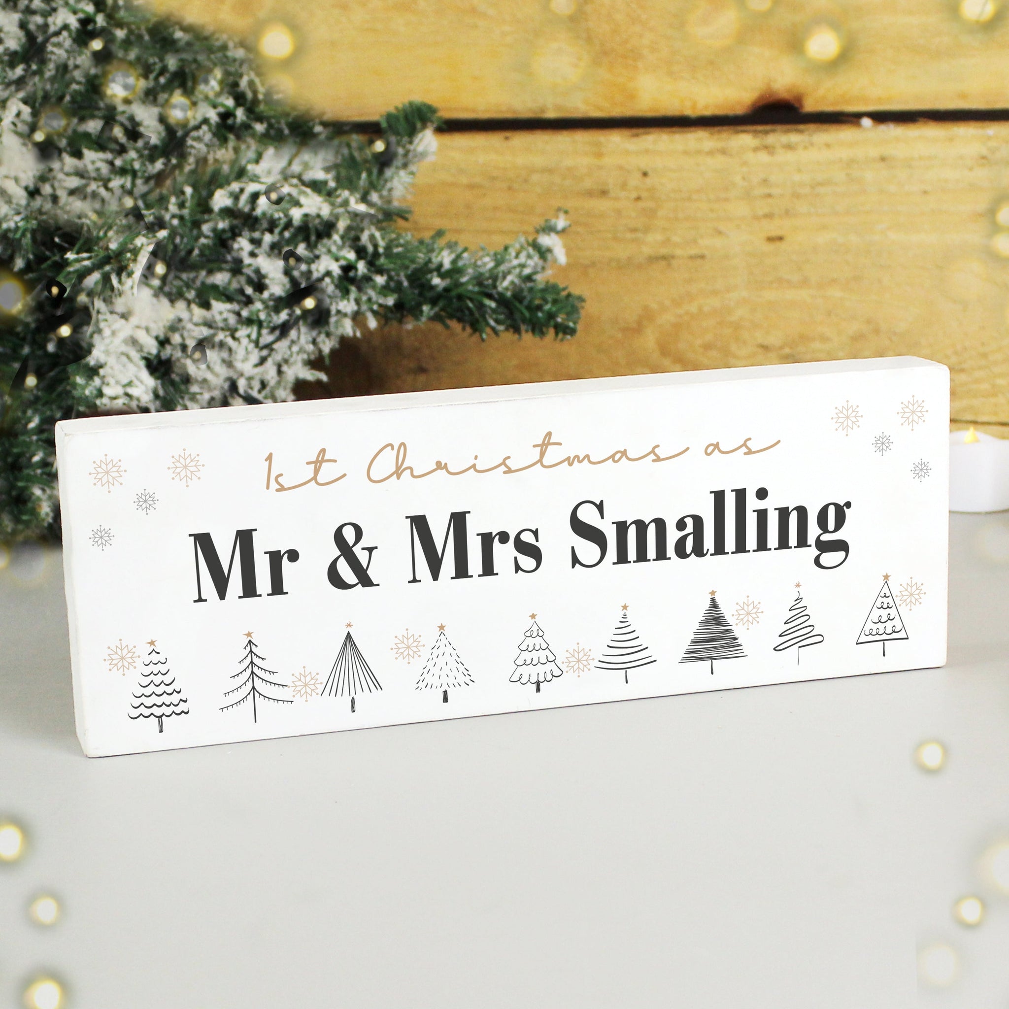 Personalised Christmas Tree Wooden Mantel Ornament: 4 - Christmas Decorations By Gift Moments