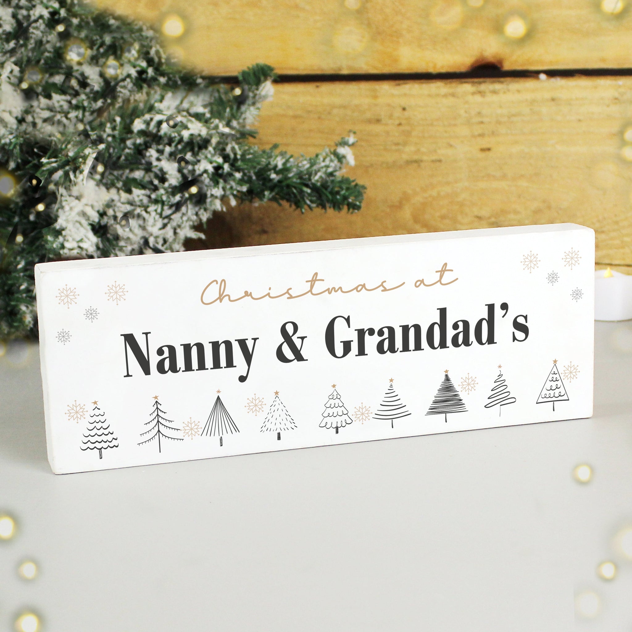 Personalised Christmas Tree Wooden Mantel Ornament: 2 - Christmas Decorations By Gift Moments