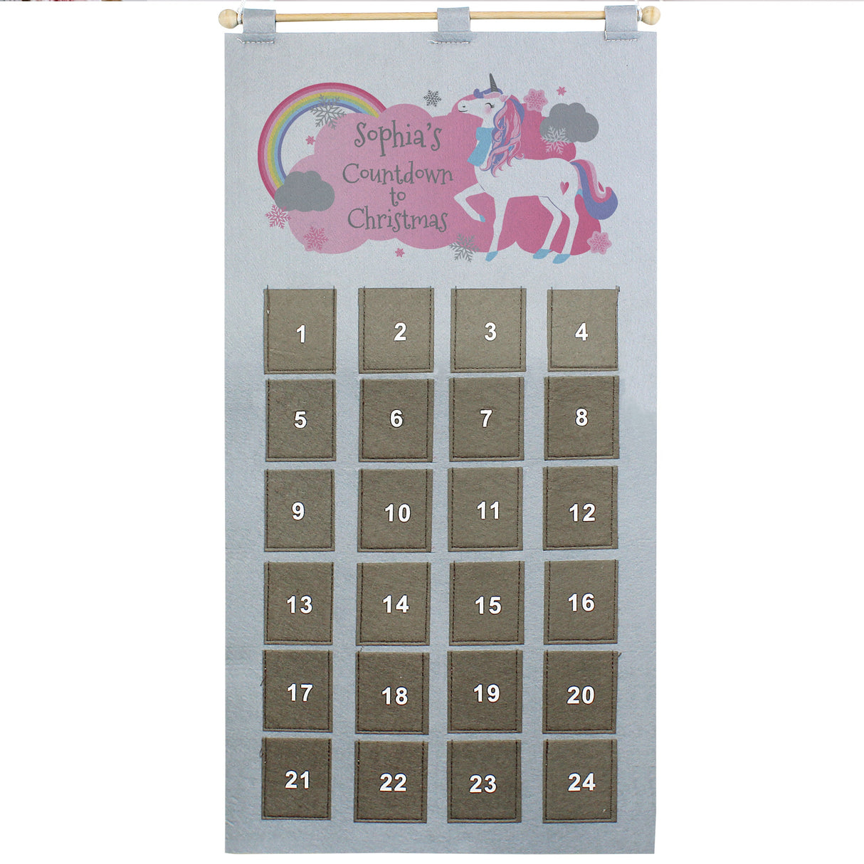 Personalised Christmas Unicorn Advent Calendar In Silver Grey: 5 - Advent Calendars By Gift Moments