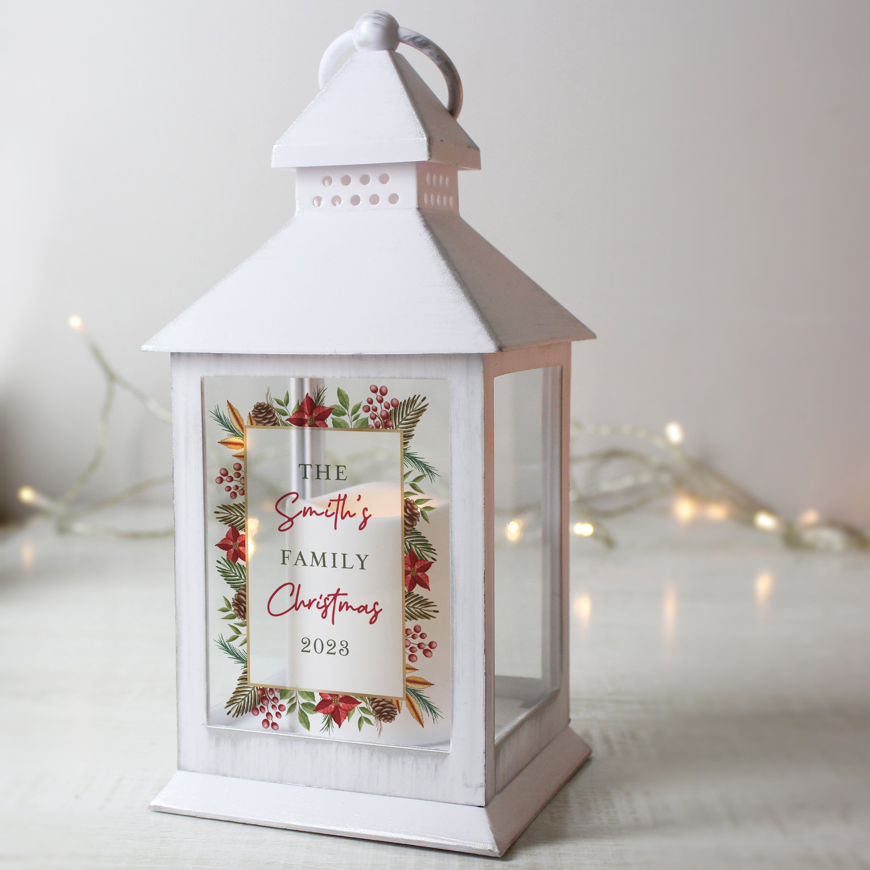 Personalised Christmas White LED Lantern - Shop LED Lighting At Gift Moments - 1