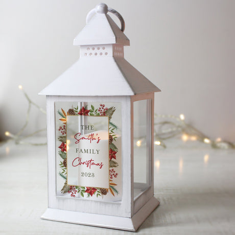Personalised Christmas White LED Lantern: 1 - LED Lighting By Gift Moments