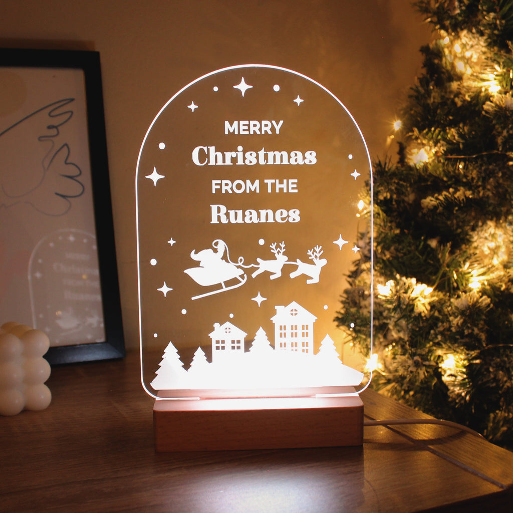 Personalised Christmas Wooden Based LED Light - Shop LED Lighting At Gift Moments - 1